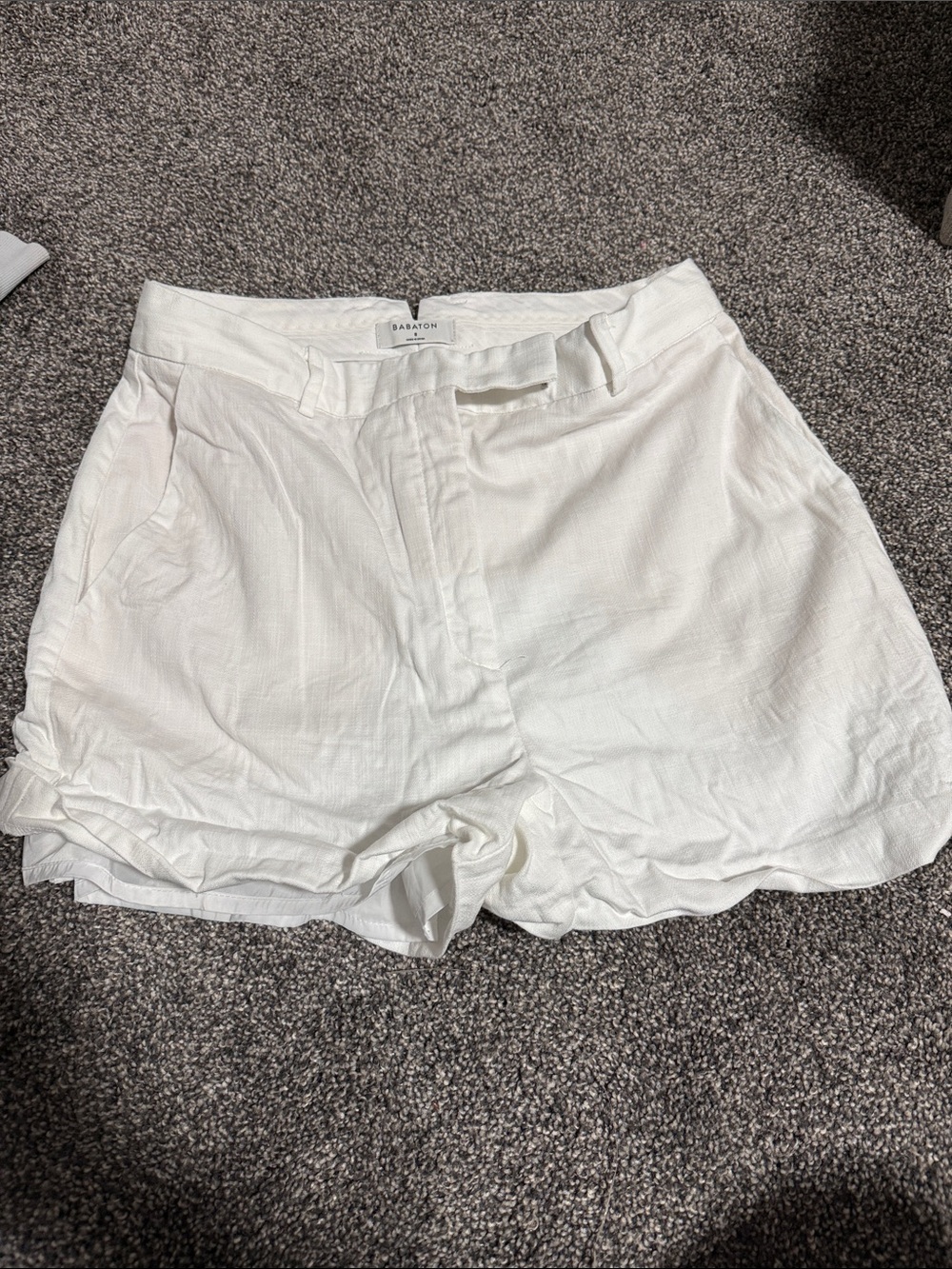 Babaton White Linen-Blend Bermuda Shorts